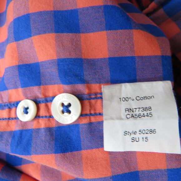 J. Crew Men's Blue And Orange Plaid Button Down Shirt Medium Preppy Classic - Picture 5 of 6